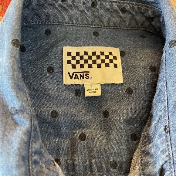 Vans So Rowdy Woven Indigo Dot Denim Button Down Shirt - Picture 8 of 9